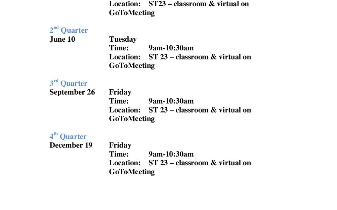 2025 PRT BOT MTG Schedule