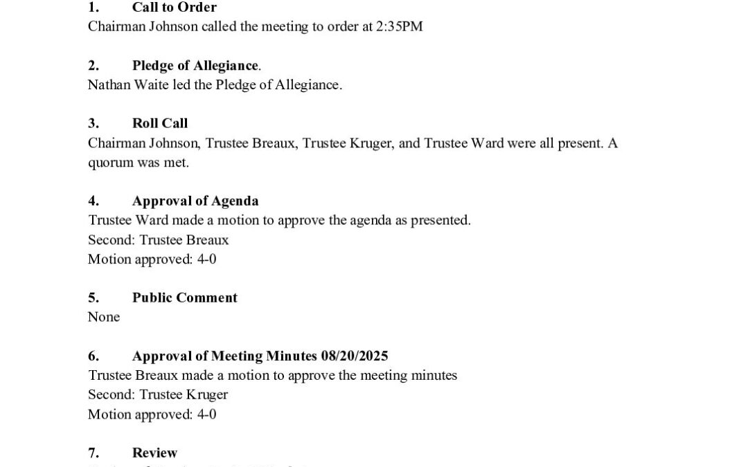 Board Minutes 091825 Workshop