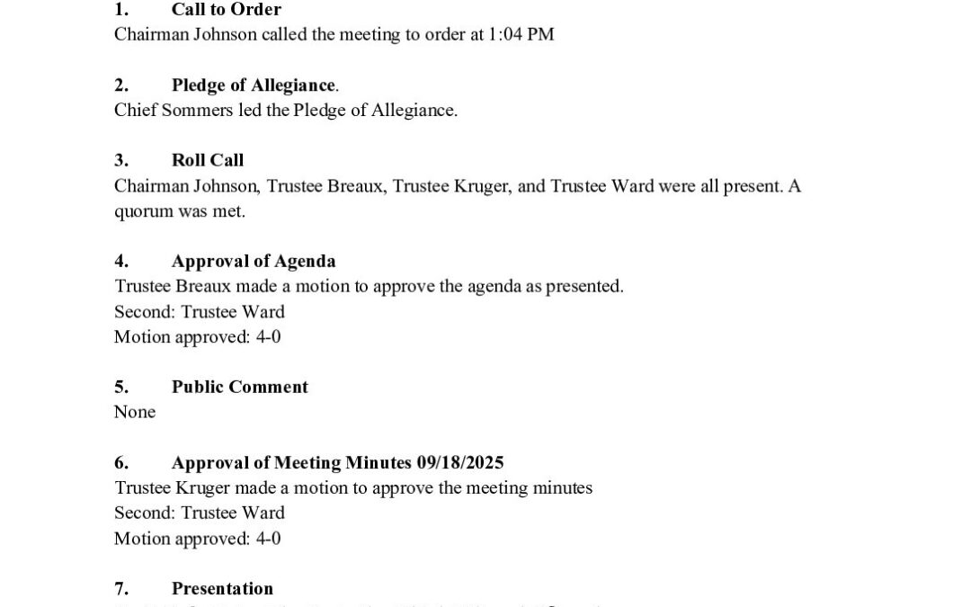 Board Minutes 10-16-25 Workshop